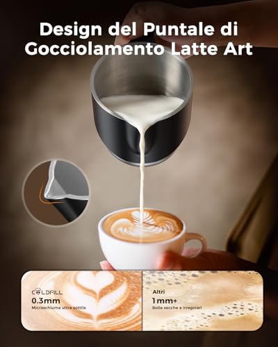 Electric Milk Frother - 8 in 1 Electric Cappuccino Cappuccino Milk Frother 400 ml Large Capacity Electric Milk Frother for Cappuccino/Macchiato Milk