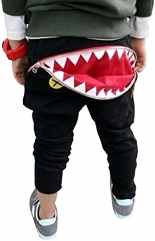 Harem Pants,Leegor Boys Girls Zipper Shark Teeth Harem Pants Trousers (130, Black)