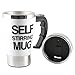 Self Stirring Coffee Mug, Stainless Steel Automatic Mixing and Spinning Coffee Mug Cup Portable Lazy Tea Coffee Cup Perfect for Travel Office Home (White)