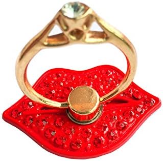 Universal Phone Ring Bracket holder ,UCLL Love Heart Diamond Shape Finger Grip Stand Holder Ring Car Mount Phone Ring Grip Smartphone Ring stent Tablet Rose Gold (red mouth)