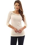 PattyBoutik Women's Crew Neck Lace Long Sleeve Top
