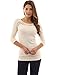 PattyBoutik Women's Crew Neck Lace Long Sleeve Top (Creamy White S)
