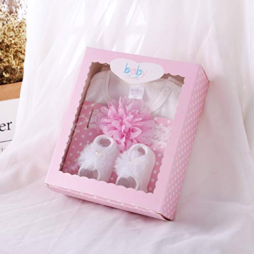 Baby Brielle Layette Onesie with Matching Headband and Socks in Box Registry Must Haves Gift Set for Girls (Pink Lace, 9M)