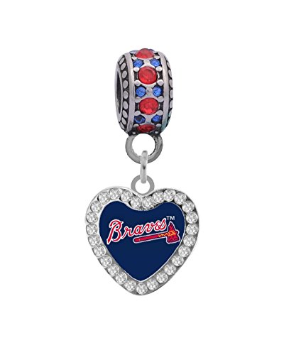 Atlanta Braves Crystal Heart Charm