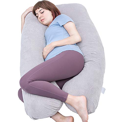 MOON PINE Pregnancy Pillow, U Shaped Full Body Pillow for Maternity Support, Sleeping Pillow with Velour Cover for…
