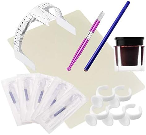 Tellaboull Practical Permanent Makeup Microblading Eyebrow Tattoo Kit Pen Needle Paste Skin Ruler Beauty Girls Great For Beginners