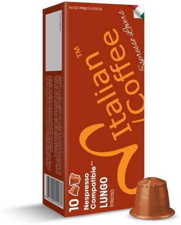 Nespresso Compatible Capsules Italian Coffee Espresso pods (Lungo, 100 Pods)