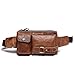 Teemzone Leather Hign Waist Bag Fanny Pack for Men and Women Phone Holder Fanny Sling Bag Brown Running Belt Hip Bum Pack Thigh Holster Cross Body