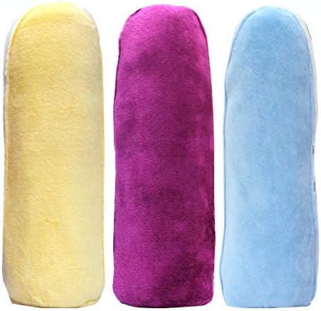 KRIDAY Newborn Soft and Attractive Fancy Cartoon Baby Feeding Velvet Bottle Cover (Blue) - Set of 3