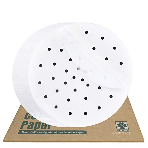 Air Fryer Parchment Paper for Baking Bamboo Steamer Liners 9 Inch 100Pcs White Circular