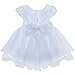 Freebily Infant Baby Girl Dress Short Sleeve Rose Baptism Christening Pageant Party Wedding Flower Girl Dress White 0-3 Months