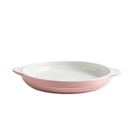 ZYHua Tragbare Platte, Binauralplatte Runde Platte Kinder Platte Sandwichplatte Brot Platte Eisplatte Keramikplatte Multifunk