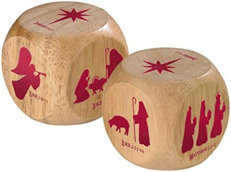 Wooden Prayer Cube with Metallic Nativity Story Bible Scripture, 2 1/4 Inch