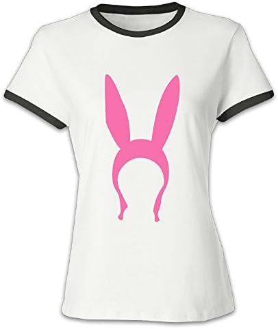 LEBULAN Women's Bobs Burgers Bunny Pink Ears Ringer T Shirts/Tee