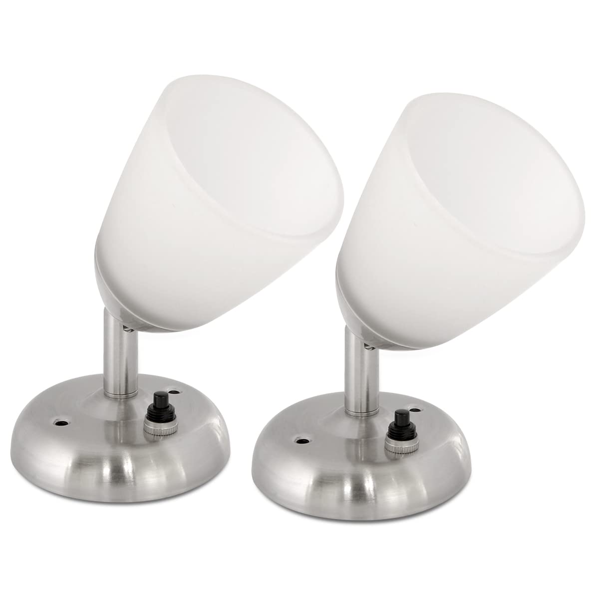 Dream Lighting Caravan LED Reading Lights - 3.1W 150LM Warm White 3000K - RV Motorhome Boat Campervan Spot Light Interior Lighting - Brushed Nickel Housing with Retro Glass Design Set of 2