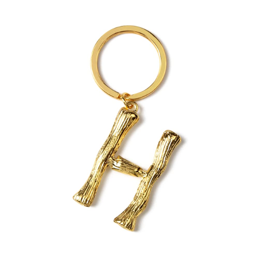 ARFUKA Keyring Alphabet Keychain Stainless Steel Letter H Initial Key Ring Birthday Key Chain for Men and Women Gold