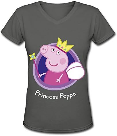 Design Peppa Pig Live Logo V Neck T-shirts For Women DeepHeather