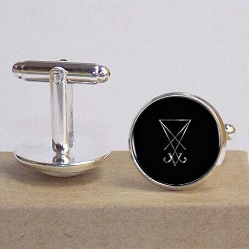 Glass Dome Bronze Sigil of Lucifer Art Picture Vintage Cufflink Statement Cufflinks Cheap Jewelry Collar Colgante Small Gift