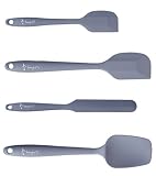 Hummingbird PS Silicone Spatula Set, Spatulas & Baking Spoon, Heat Resistant 450F, Stainless Steel Core, Non-Stick Silicone Rubber, BPA Free, Pro Food Grade - Versatile Cooking, Mixing - Grey