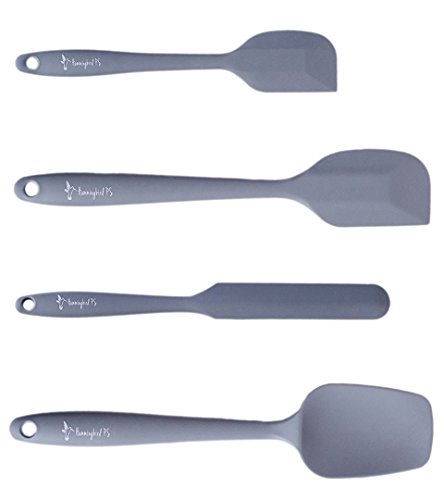 Hummingbird PS Silicone Spatula Set, Spatulas & Baking Spoon, Heat Resistant 450F, Stainless Steel Core, Non-Stick Silicone Rubber, BPA Free, Pro Food Grade - Versatile Cooking, Mixing - Grey