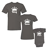 We Match! 3-Piece King, Queen & Prince (White Print) Matching T-Shirts & Bodysuit Set