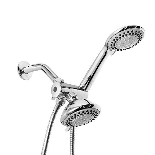 CRW Chrome 3-way 2 in 1 Shower-Head /Handheld-Shower Combo, Water-Saving Bathroom Handheld Shower Head Combo with Hose 5 Function Sprayer Set 10035014