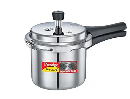 Prestige Popular Plus Induction Base Hard Anodized Aluminium Pressure Cooker, 2 Litres, White