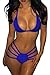 Pink Queen Women's Bandage Halter Neck Brazilian Triangle Bikini Set Swimsuit (A-Sky Blue, L(US 8-10))
