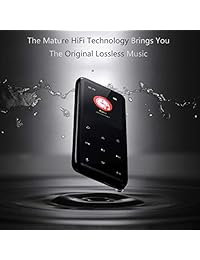 Reproductor de MP3   HonTaseng Bluetooth 4.2 Metal Touch Button Reproductor de música deportivo con brazalete, 60 horas de tiempo de reproducción, sonido de alta fidelidad con grabadora de voz y radio FM, tarjeta de 64GB TF ampliable, negro