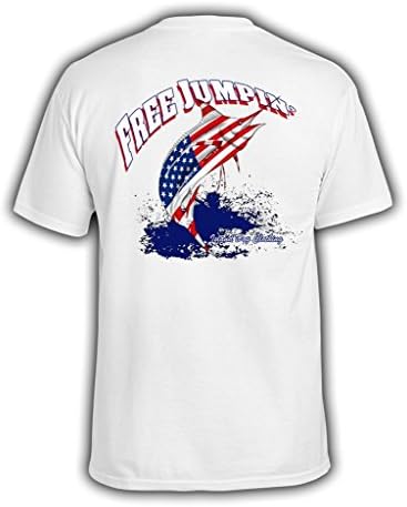 Island Dog Clothing "Free Jumpin'" Patriotic Marlin Big & Tall Sizes Short Sleeve Shirt 4X