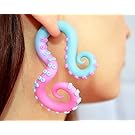 Fairy Kei Tentacle Earrings Kawaii Ear Plugs Menhera Fake Plugs, Octopus Gauges, Tentacle gauges, Octopus Plugs, Ombre