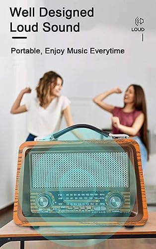 Beauenty Portable Retro Radio Wireless Bluetooth Speakers HIFI Stereo AM/FM/SW 3 Band Radio Receiver Player USB TF AUX MP3 Classic Style