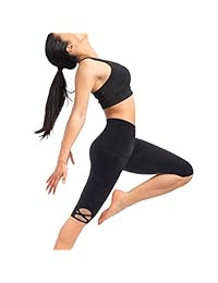 Rolewpy Leggings de cintura alta para mujer, pantalones capri de yoga con bolsillo para control de barriga ropa activa