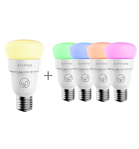 Lumenari ELA Smart Hub & 4 Smart Chromas - Starter Kit (A19, E26) - Color and Temperature Tuneable, Alexa & IFTTT