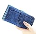Best Women’s Faux Leather Long Clutch Wallet, Bifold Pockets Luxury Design, Blue