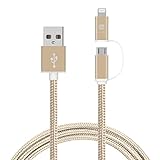 [Apple MFi Certified] 2 in 1 Lightning Micro USB Cable 3ft Nylon Braided Lightning Cable USB Charging Cord for iPhone 7/6s/6plus/5,iPad,iPod, Samsung, HTC, Nexus, Nokia, Sony & other Android Devices