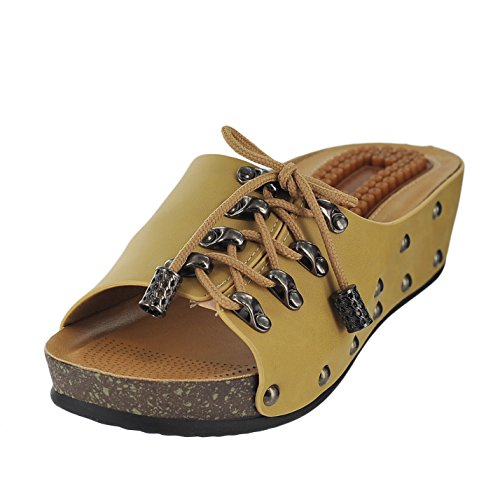 Cfw-B01 Mustard Womens Wedges Size 9M