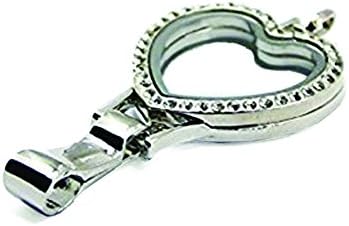 Bella Jewelry Floatng Locket Landyard with 5 Charms Included Chain Badge Holder 30mm Round Silvertone