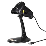 WoneNice Barcode Scanner with Stand, Handheld Automatic Laser USB Barcode Scanner Bar-Code Reader, Black