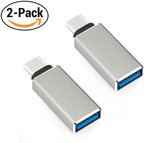 [Pack of 2] T circle USB-C to USB 3.0 Female Adapter , Converts USB Type-C input to USB Type-A for Macbook Pro 2016, MacBook 12-inch and other Type-C Devices (Silver)