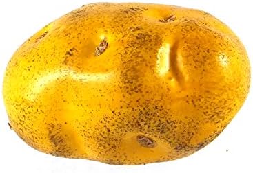 6pc Artificial Potato Yellow Large 4-Inch - Plastic Decorative Potatos Vegetable Fruit - Six Pieces