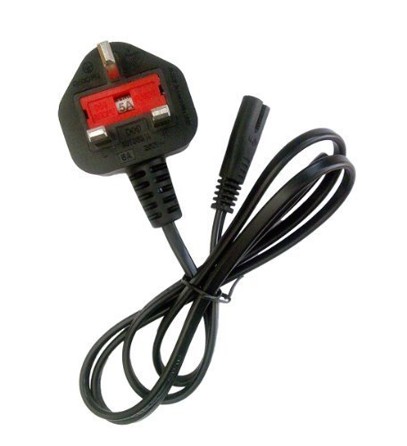 iZKA® - Power Cord UK Plug to Figure 8 Fig of 8 Lead Cable C7 2m meter - ideal For Cassette Recorders, Operated Radios, Visual Equipment, Laptop, Computer, Notebooks, Video Game Consoles, BT Vision, DVD, Blu Ray and Sky Receiver etc (Black)