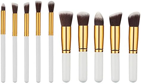 10 Piece kabuki Makeup Brush Set. Hand-Made Powder, Foundation, Buffing, Concealer, Blending Brushes and More. Professionally Endorsedh Affordable Luxury for Women 10PCS (005)