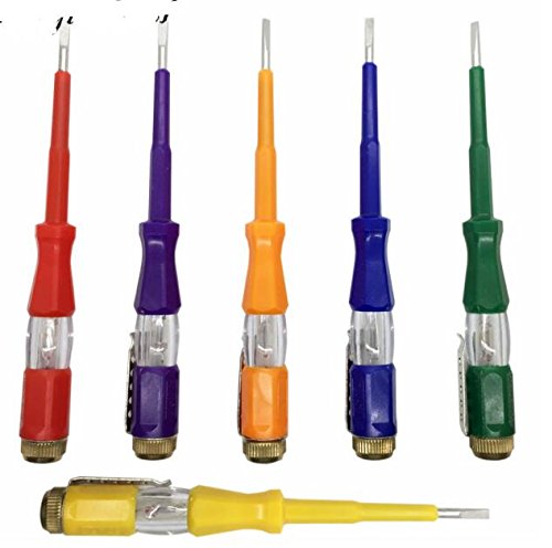 Click Here to See More Images Portable Electric Tester 100-500V Flat Screwdriver Electric Pen Utility Tool Screw Driver Hand Tools LED Voltage Tester 2017 New random color (2 PC)