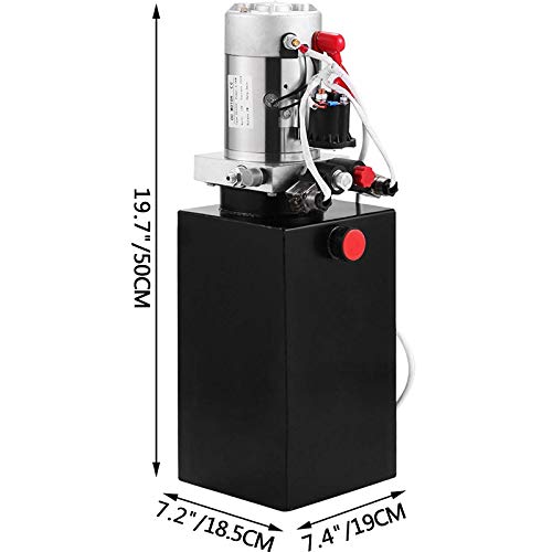 Mophorn Hydraulic Power Unit 8 Quart Hydraulic Pump Double Acting Hydraulic Power 12V DC with Metal Oil Reservoir Hydraulic Pump Power Unit for Dump Trailer Car Lifting - Image 3