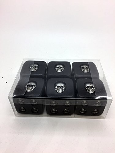 Decorative Black Skull Dice of Death 1.5 Inches Each Set of 6