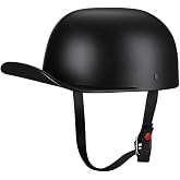 Woljay Vintage Open Face Motorcycle Helmet Retro Baseball Cap Half Helmets Women Men for Scooter Moped Cap Street Cruiser Jet - DOT Certified