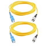 uxcell 2 Pcs Simplex Single Mode FC to SC Optical Fiber Patch Cable Yellow 3 Meters