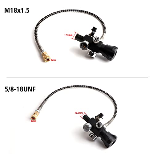 Owfeel 5/818UNF DIN Valve Scuba Adapter With Gauge, Pcp Scuba Tank