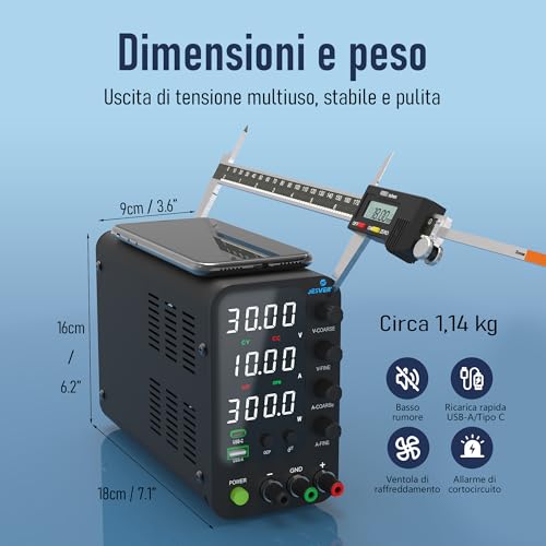 Variable DC Power Supply, Switchable 32V 10A Bench Power Supply with 20W USB & Type-C Fast Charging, Encoder Fine Adjustment Knob and Corasion, Output Switch SPS-3010V